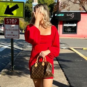 Princess Polly LILLIE Long Sleeve Mini Dress Red Size